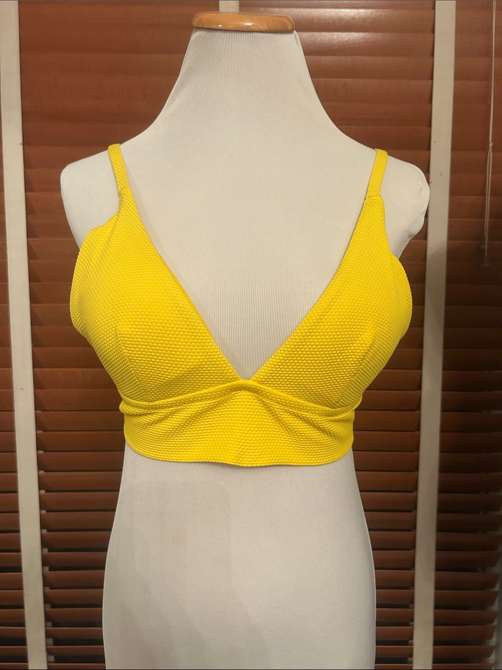 aerie Yellow Textured V-Neck Bikini Top